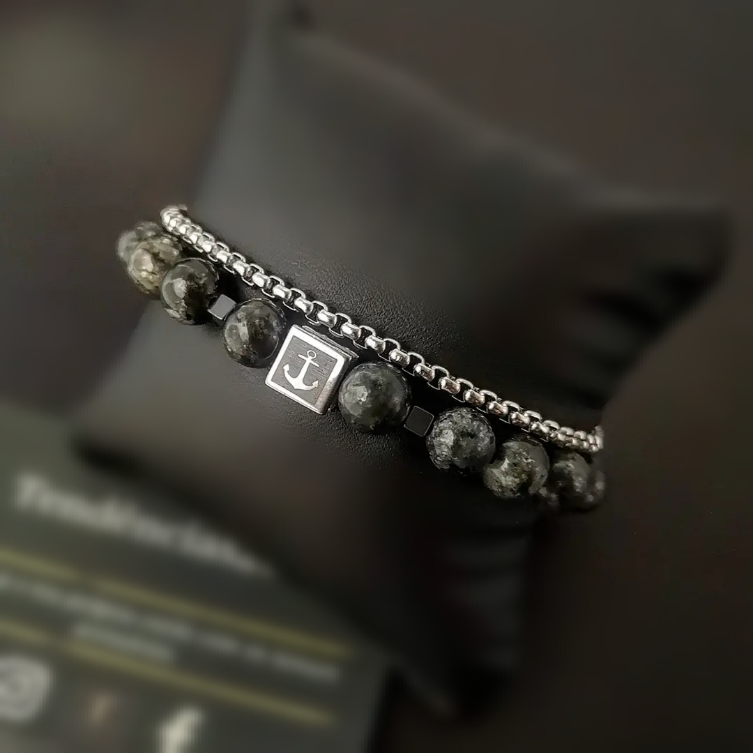 pulseira_aço_pedras_naturais_jaspe Conjunto Marina