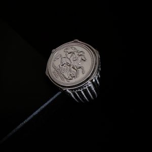 Anel Libra São Jorge Prateada