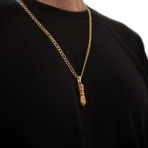 Colar mão de figa dourado